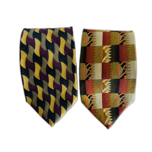 Vintage Jhane Barnes Tie Lot Mens Silk Geometric Wave Abstract mens 90s formal - Picture 10 of 10